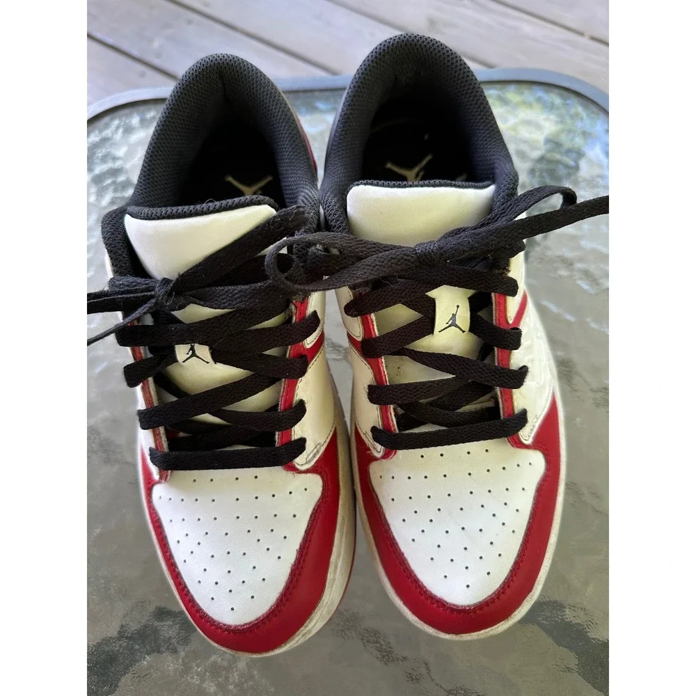 Jordan Low Top Sneakers Youth Size 6.5Y Red Black White Athletic Basketball Shoe